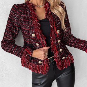 Tassel Design Buttoned Tweed Coat, Jackets & Coats, chicme - Women's Fashion Online