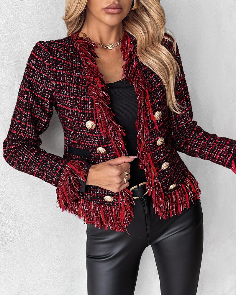 Tassel Design Buttoned Tweed Coat, Jackets & Coats, chicme - Women's Fashion Online