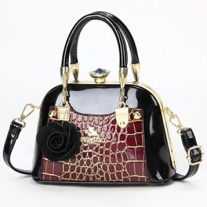 Embossed Rhinestone Dome Bag Color Block Crossbody Bag, Bags, color:Wine Red|size:One-size, Stylewe