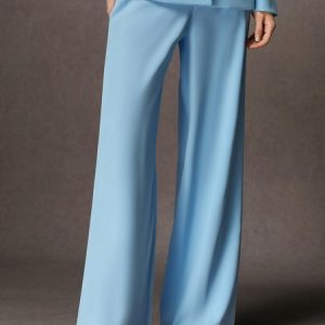 Urban Plain Regular Fit Fashion Wide Leg Pants, Pants, color:Blue|size:XXL, Stylewe