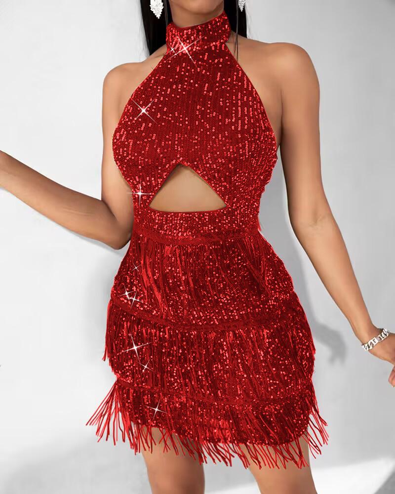 Allover Sequin Tassel Design Party Dress, women Sequin Dresses, ChicMe catalog - Image 2
