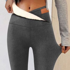 Women High Waist Crossover Fleece Lined Leggings Thermal Warm Tummy High Elasticity Lounge Leggings, Pants, Roselinlin - Online Catalog