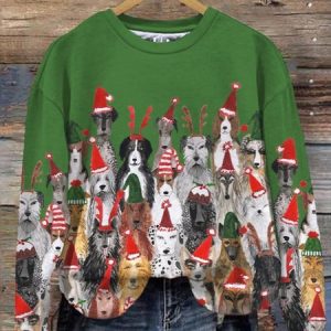 Loose Casual Dog Crew Neck Sweatshirt, Hoodies&Sweatshirts, Lilicloth.com