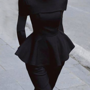 Regular Fit Urban Plain Crew Neck Long sleeve Blouse, Blouses and Shirts, color:Black|size:XXL, Stylewe
