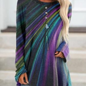 Women's Ombre/Tie-Dye Floral-Print Tunic Top, Blouses, color:Multicolor|size:XXL, Noracora