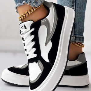 Lace-up Platform Casual Sneakers, Sneakers, chicme - Women's Fashion Online