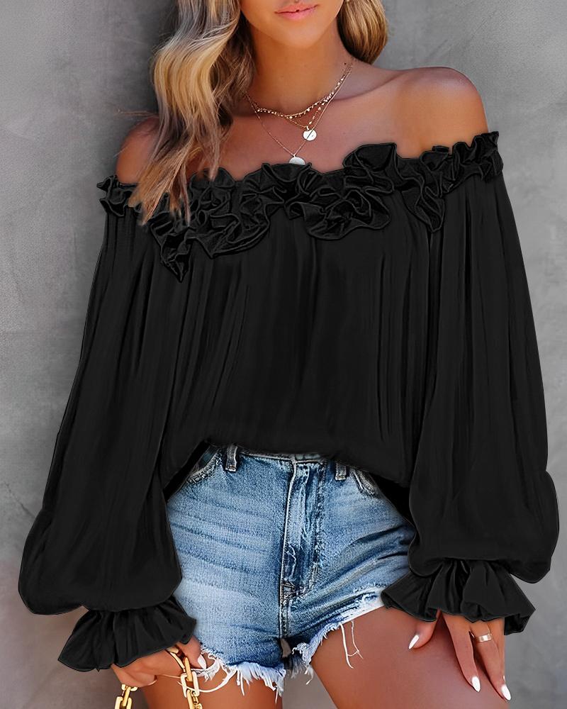Ruffle Hem Lantern Sleeve Top, Blouses & Shirts, chicme - Women's Fashion Online