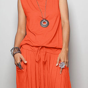 High Elasticity Loose Crew Neck Casual Sleeveless Plain Tank Top, Tanks and Camis, color:Orange|size:XXL, Stylewe