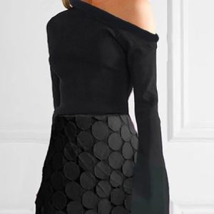 Tight Long Sleeve Elegant Plain Shirt, Blouses and Shirts, color:Black|size:XXL, Stylewe
