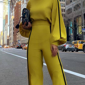 Regular Fit Urban Stand Collar Color Block Long sleeve Blouse, Blouses and Shirts, color:Yellow|size:XXL, Stylewe
