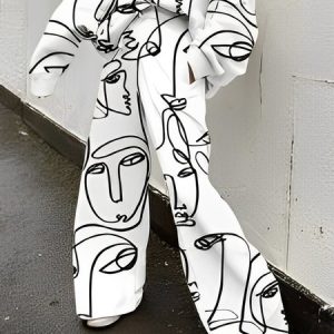 Abstract Urban Loosen Fashion Pants, Pants, color:Black-white|size:XXL, Stylewe