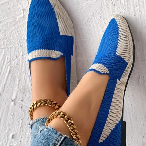 Colorblock Breathable Point Toe Slip On, Slip-on, chicme - Women's Fashion Online