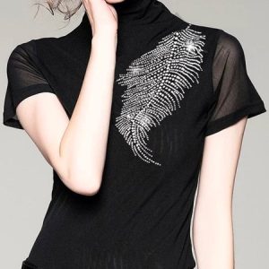 Urban Hot Drilling Regular Fit T-Shirt, Tees, color:Black|size:XXL, Stylewe