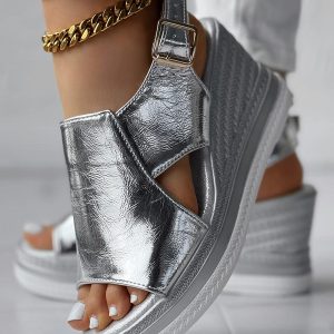 Hollow Out Slingback Peep Toe Wedge Sandals, Wedges Shoes, chicme - Women's Fashion Online