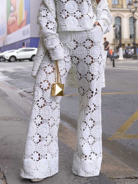 Plain Vacation Regular Fit Fashion Pants, Pants, color:White|size:XXL, Stylewe