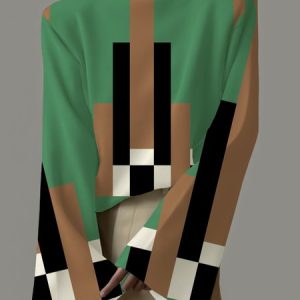 Regular Fit Geometric Urban Turtleneck Shirt, Blouses and Shirts, color:Green|size:XXL, Stylewe