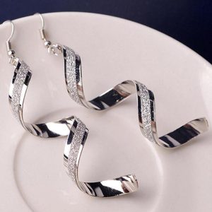 1Pair Twisted Dangle Hook Earrings, Earrings, chicme - Women's Fashion Online