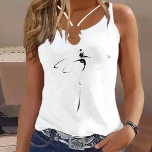 Jersey Casual Dragonfly Tank Top, Tanks & Camis, color:White|size:XXL, Noracora