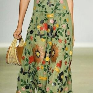 Floral Urban Loose Skirt, Skirts, color:Green|size:XXL, Stylewe