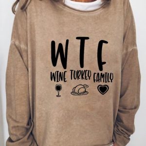 Wine Turkey Family Thanksgiving Funny Off Shoulder Sweatshirts, Hoodies&Sweatshirts, Lilicloth.com
