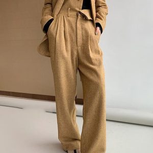 High Waist Urban Plain Regular Fit Fashion Pants With Belt, Pants, color:Yellow|size:XXL, Stylewe