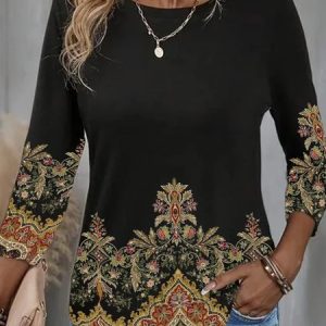 Plus size Casual Loose Others T-Shirt, Long sleeves, Lilicloth.com