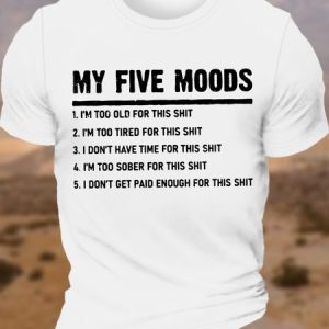 Mens Cotton My Five Mood Letters Crew Neck Casual T-Shirt, T-shirts, Lilicloth.com