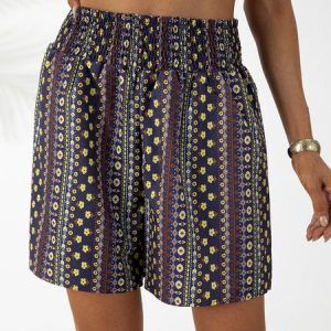 Tribal Ethnic Shorts, Shorts, color:Black-brown|size:3XL, Noracora