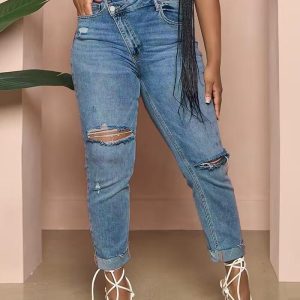 Ripped Cutout High Waist Jeans, Jeans, chicme - Women's Fashion Online