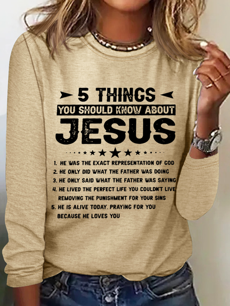 5 Things You Should Know About Jesus Casual Crew Neck Long Sleeve Shirt, Long sleeves, Lilicloth.com