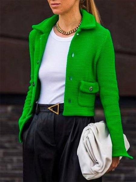 Urban Regular Fit Long Sleeve Plain Shawl Collar Cardigan, Cardigans, color:Green|size:XXL, Stylewe