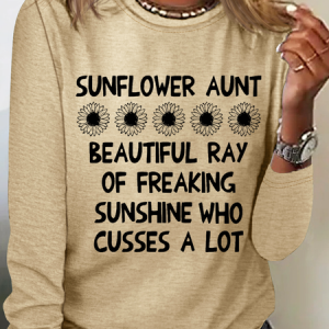 Sunflower Aunt Casual Cotton-Blend Regular Fit Long Sleeve Shirt, Long sleeves, Lilicloth.com