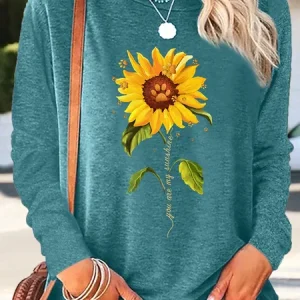 Women's Casual You Are My Sunshine Sunflower Shirt Women Dog Mom Shirt, Long sleeves, Lilicloth.com
