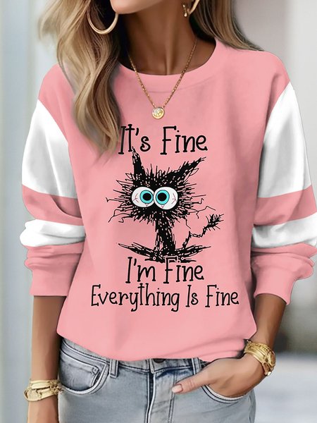 Knitted Casual Crew Neck Sweatshirt, Hoodies&Sweatshirts, Lilicloth.com
