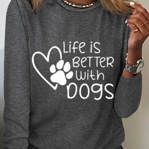 Life Is Better With Dog Cotton-Blend Dog Simple Shirt, Long sleeves, Lilicloth.com