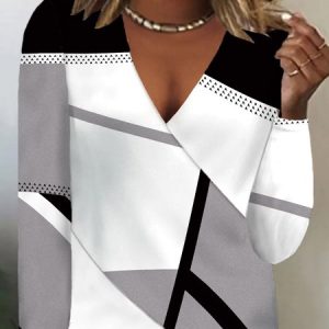 Cross Color Block Casual T-Shirt, T-shirts, color:Multicolor|size:XXL, catalog Noracora shop