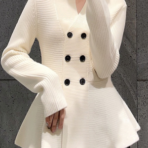 High Elasticity Regular Fit Elegant Plain V Neck Long Sleeve Sweater, Pullovers, color:White|size:XXL, Stylewe