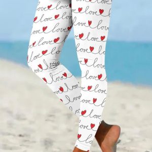 Regular Fit Casual Heart Leggings, Leggings, Lilicloth.com
