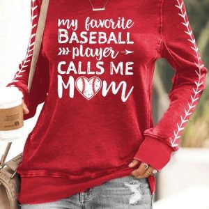 Casual Heart/Cordate Crew Neck Long Sleeve T-shirt, T-shirts, color:Red|size:3XL, Noracora