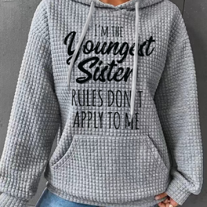Funny Sisiter Text Letters Casual Hoodie, Hoodies&Sweatshirts, Lilicloth.com