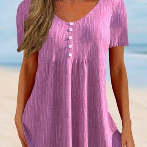 Basics Regular Fit V Neck T-Shirt, T-shirts, color:Rose Red|size:XXL, Noracora