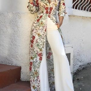 Shirt Collar Floral Vacation Regular Fit Blouse, Blouses and Shirts, color:As Picture|size:XXL, Stylewe