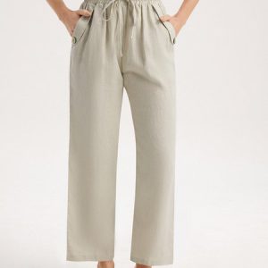 Casual Plain Ankle Pants Fashion Pants, Pants, color:CAMEO BROWN|size:XXL, Noracora