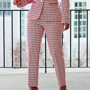 Urban Regular Fit Geometric Fashion Pants, Pants, color:Red|size:XXL, Stylewe