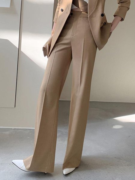 Regular Fit Casual Plain Fashion Pants, Pants, color:Coffee|size:XXL, Stylewe