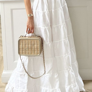 Casual Plain H-Line Natural Maxi Skirt, Skirts, color:White|size:XXL, Noracora