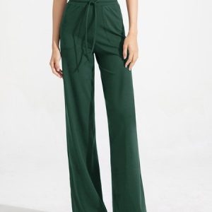 Casual Plain Long Pant, Pants, color:darkgreen|size:XL, Noracora