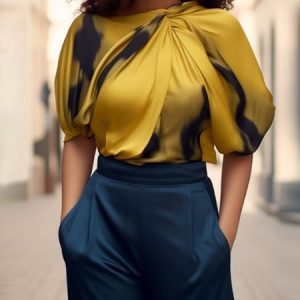 Urban Regular Fit Half Sleeve Abstract Shirt, Blouses and Shirts, color:Yellow|size:XXL, Stylewe