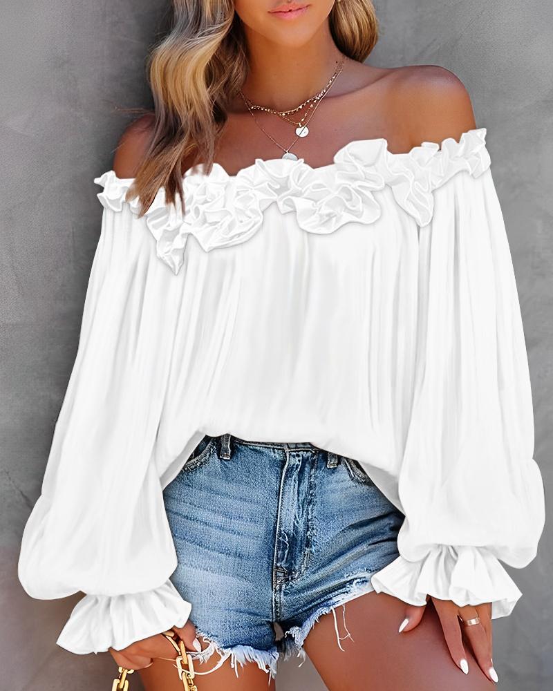 Ruffle Hem Lantern Sleeve Top, Blouses & Shirts, chicme - Women's Fashion Online