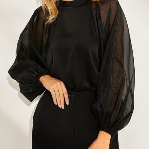 Elegant Loose Shirt, Blouses and Shirts, color:Black|size:XXL, Stylewe